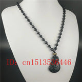Chinese Green Jade Fox Pendant Necklace Hand-Carved Lucky Amulet