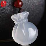 Natural Agate Blessing Bag Pendant Necklace Charm Jewellery Accessories