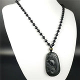Chinese Natural Green Jade Beauty Princess Pendant Necklace Lucky Amulet