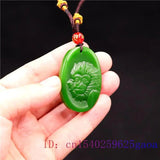 Green Jade Monkey Pendant Natural Necklace Carved Jadeite Chinese Charm Amulet