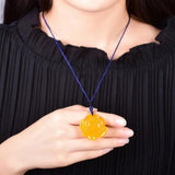 Natural Agate Yellow Rose Pendant Necklace Charm