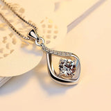 S925 Sterling Silver Diamond Chalcedony Pendant Necklace Gemstone Jewelry