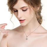 S925 Sterling Silver Diamond Chalcedony Pendant Necklace Gemstone Jewelry
