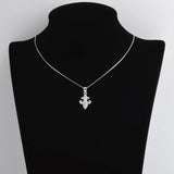 925 Silver Gothic Zircon Cross Pendant Anchor Necklace for Women