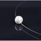 925 Silver Fishing Line Pearl Necklace Pendant Jewelry N03