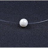 925 Silver Fishing Line Pearl Necklace Pendant Jewelry N03