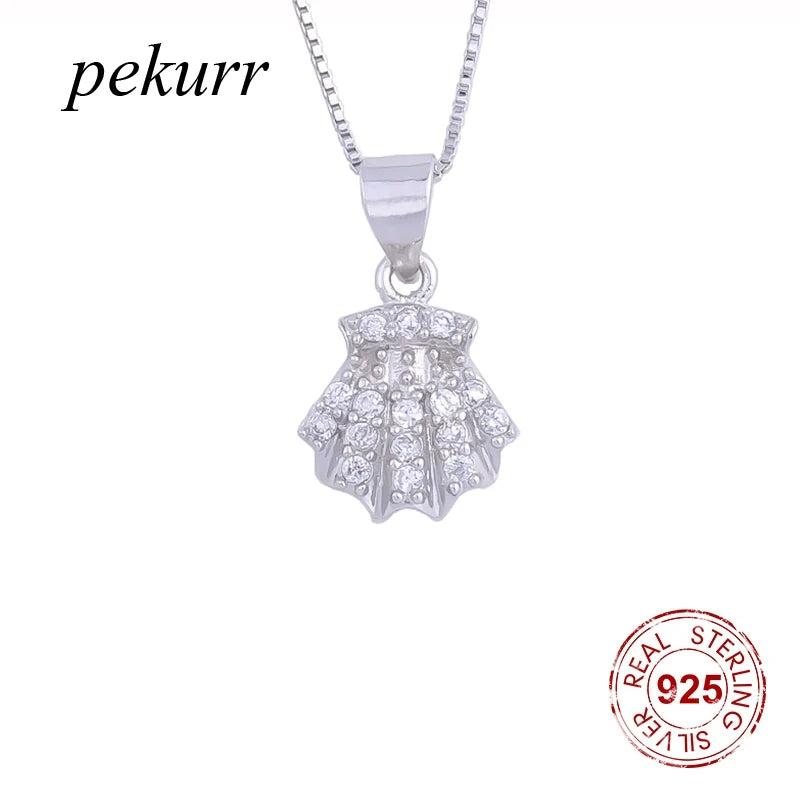 925 Silver Zircon Shell Boho Necklaces Women Ocean Sea Jewelry