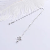 925 Silver Zircon Lace Wave Round Cross Pendants