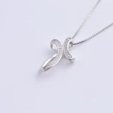 925 Silver Zircon Lace Wave Round Cross Pendants