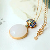 S925 Silver Natural Hetian Jade Jade Plate Pendant Necklace for Women