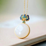 S925 Silver Natural Hetian Jade Jade Plate Pendant Necklace for Women