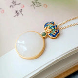 S925 Silver Natural Hetian Jade Jade Plate Pendant Necklace for Women