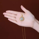Peace Buckle Ladies' Pendant S925 Sterling Silver Plated Hetian Jade Chain Retro