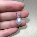 Freshwater Pearl Necklace with Zircon Pendants