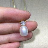 Freshwater Pearl Necklace with Zircon Pendants