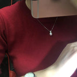 Freshwater Pearl Necklace with Zircon Pendants