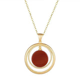 Gold-Plated Red Agate Pendant Stylish Necklace