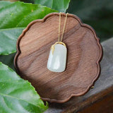 Hetian Jade Lucky Pendant Necklace, S925 Sterling Silver, Classic Gift for Mom