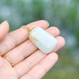 Hetian Jade Lucky Pendant Necklace, S925 Sterling Silver, Classic Gift for Mom