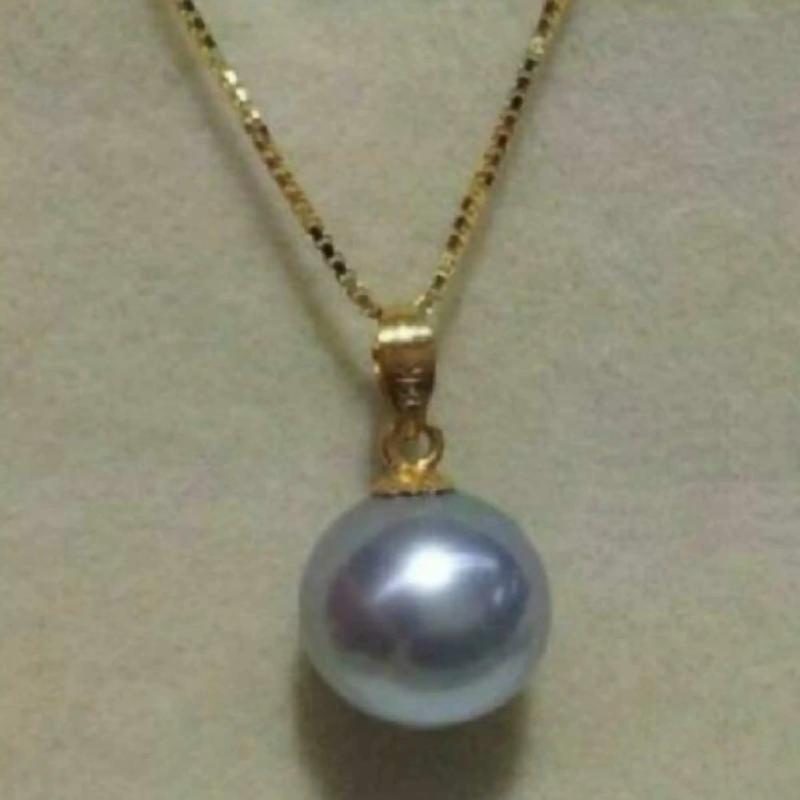 Classic 16mm Gray Pearl 14k Necklace Heart Dragon Gift Craft Unisex