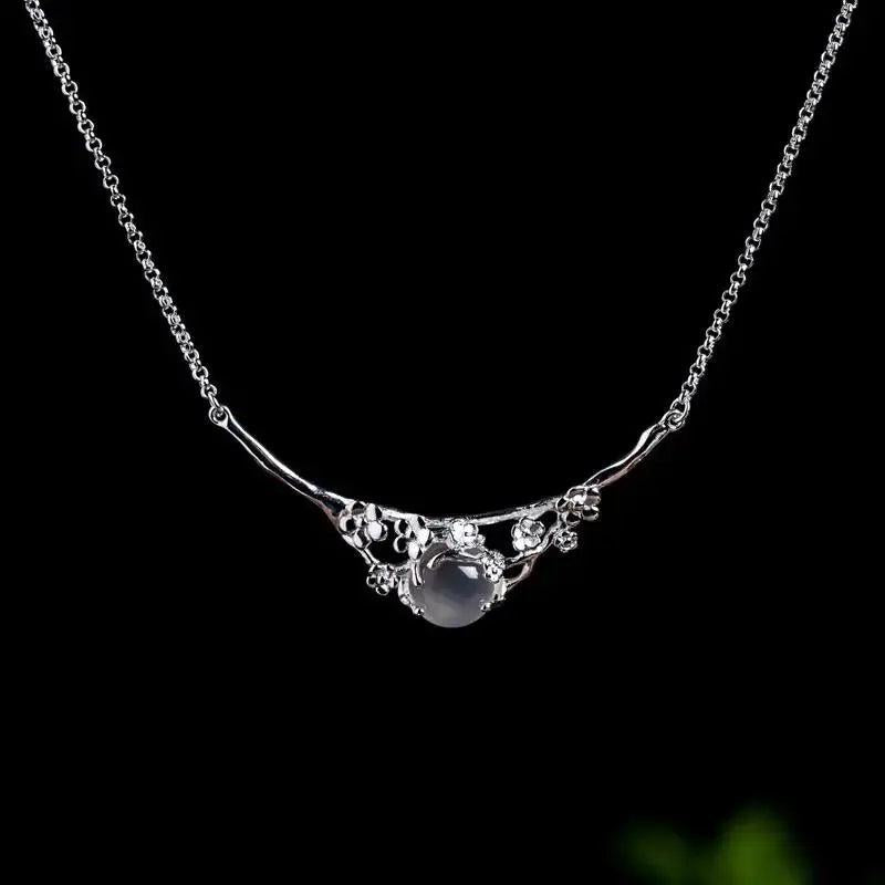 Plum Blossom Pendant Necklace Retro Charm Silver Jewelry