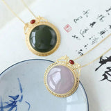 High-Grade Jade Sterling Silver Pendant Hetian Gray Lucky Smoke Purple Gray