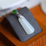 S925 Sterling Silver Hetian Jade Necklace Female Tranquility Peace Pendant
