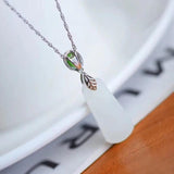 S925 Sterling Silver Hetian Jade Necklace Female Tranquility Peace Pendant