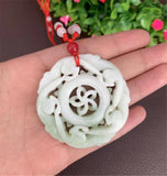 Chinese Jade Windmill Pendant Necklace Charm Jewelry Amulet Men Sweater Chain