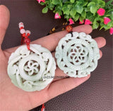 Chinese Jade Windmill Pendant Necklace Charm Jewelry Amulet Men Sweater Chain