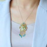 Hetian Jade Necklace Retro Chinese Ethnic Nantianmen Court Pendant