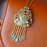 Hetian Jade Necklace Retro Chinese Ethnic Nantianmen Court Pendant