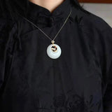 Natural Hetian Jade Fairy Pendant S925 Sterling Silver Gilding Ruyi Buckle