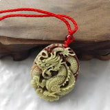 Chinese Purple Robed Jade Dragon Pendant Necklace Lucky Amulet