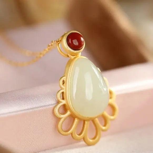 S925 Sterling Silver Hetian Jade Personality Elegance Retro Female