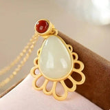 S925 Sterling Silver Hetian Jade Personality Elegance Retro Female