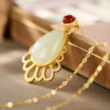 S925 Sterling Silver Hetian Jade Personality Elegance Retro Female