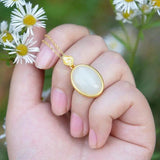 Hetian Jade Pendant S925 Sterling Silver Oval Jade Necklace