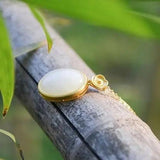 Hetian Jade Pendant S925 Sterling Silver Oval Jade Necklace
