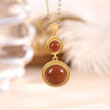 Southern Red Agate Pendant, Sterling Silver Plated, Creative Lady Design