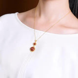 Southern Red Agate Pendant, Sterling Silver Plated, Creative Lady Design