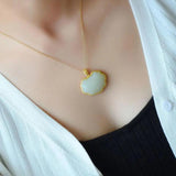 Hetian Jade Double-Sided Lock Pendant Dragon Phoenix Luck S925