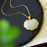 Hetian Jade Double-Sided Lock Pendant Dragon Phoenix Luck S925