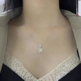Yellow Cushion Silver Necklace For Women Anniversary Gift