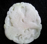 Hand-Carved Chinese Lantian Jade Eagle Pendant Necklace