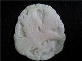 Hand-Carved Chinese Lantian Jade Eagle Pendant Necklace