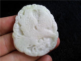 Hand-Carved Chinese Lantian Jade Eagle Pendant Necklace