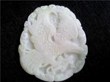 Hand-Carved Chinese Lantian Jade Eagle Pendant Necklace