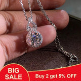 Crystal Round Pendants Necklaces Silver Vintage Wedding Jewelry Chain Necklaces