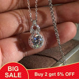 Crystal Round Pendants Necklaces Silver Vintage Wedding Jewelry Chain Necklaces